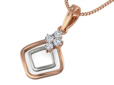 5 Square Light wt Diamond Charms Pendant 3dm stl render Detail  3D Model Pack