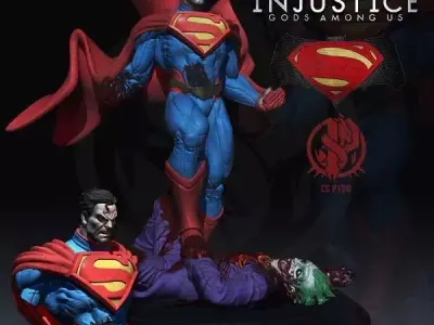 Superman kills Joker Injustice DC Comics fanarts stl 3d print 3D print model
