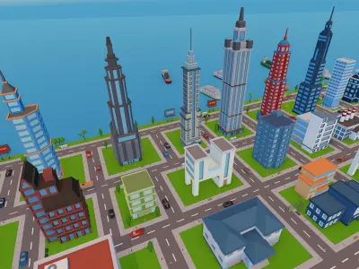 City - Low Poly Asset Pack by Ake Low-poly 3D model