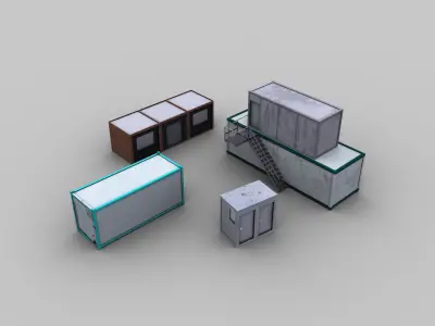 Office container pack1 Low-poly 3D model
