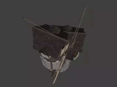 Windmill game ready Low-poly 3D model