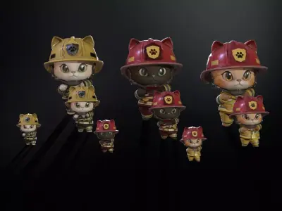 Cats8Pack2 Low-poly 3D model