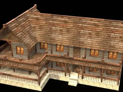 Medieval Farmhouse Low Poly Model Low-poly 3D model