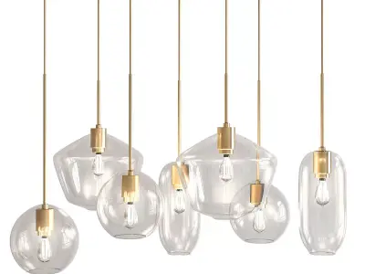 Sculptural Glass 7-Light Linear Chandelier low poly 3d model Low-poly 3D model