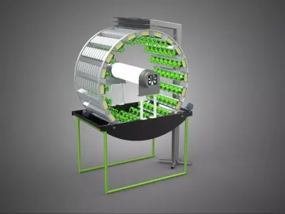RADIAL ROTARY HYDROPONIC SPIN GARDENING PLANT FARM SYSTEM WHEEL 3D model