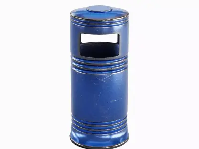 Metal Street Trash Bin 06 Low-poly 3D model