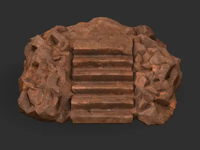 stairs stone 04 Low-poly 3D model