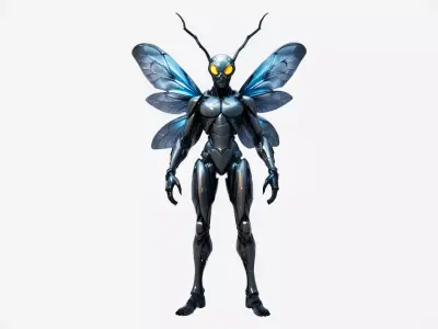 Biomech Insect Warrior Armor Low-poly 3D model