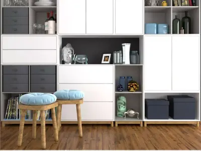 Large wardrobe with decor 3D model