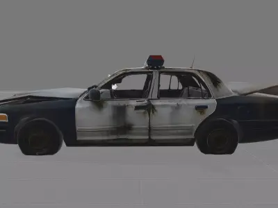 Destroyed Police Car Wreck - Post-Apocalyptic PBR Low-poly 3D model