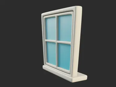 Cartoon Window 5b Low-poly 3D model