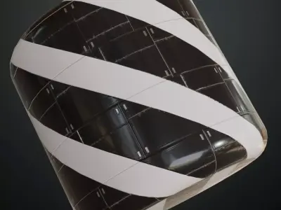 Black and White Diagonal Stripe Sci-fi Panel PBR Seamless Texture