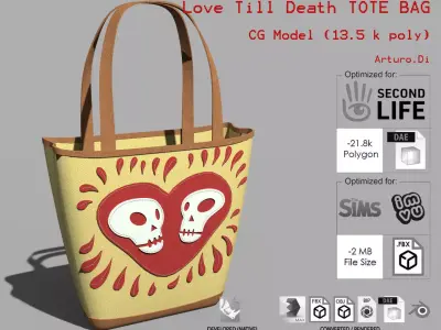 Tote Bag Love Till Death Low-poly 3D model