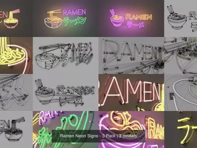 Ramen Neon Signs - 3 Pack