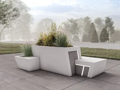 Street Flowerpot Bench 3D model