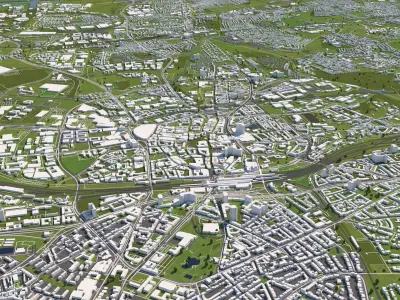 Essen Germany 50x50km 3D City Map 3D model