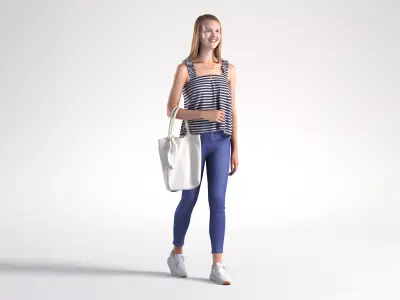 Woman Casual Walking Street Low poly Grace 2205 3D model