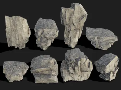 Mountain Rocks - 3D Models PBR Pack 05 Low-poly 3D model