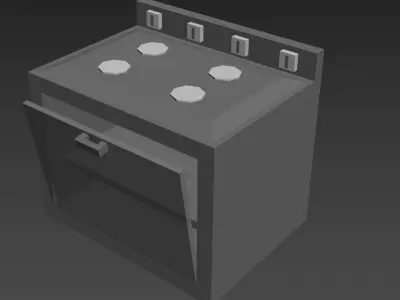 Kitchen room low poly Low-poly 3D model