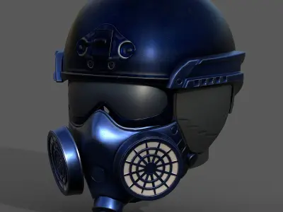Helmet scifi military combat space cyborg robot military combat  Low-poly 3D model