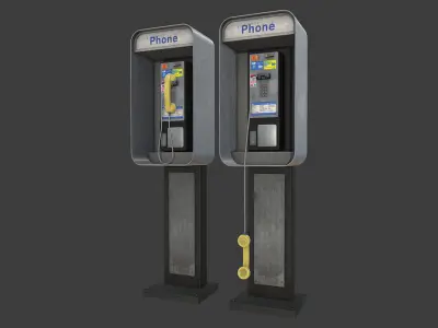 Phonebooth two pay phones Low-poly 3D model