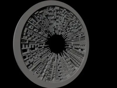 Beautiful modern wall decor - circle buildings skyline - 650mm 3D print model