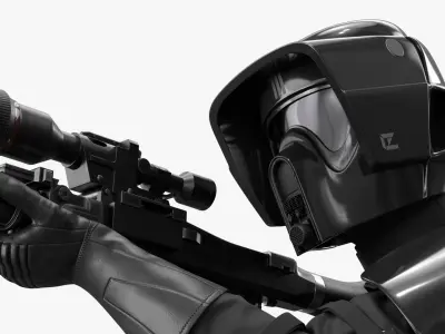  Star Wars Black Scout Trooper Kneeling Aim 