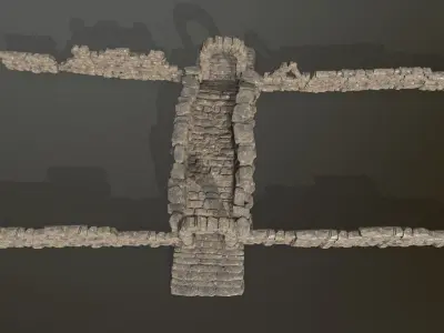Ruin set stone arch Low-poly 3D model
