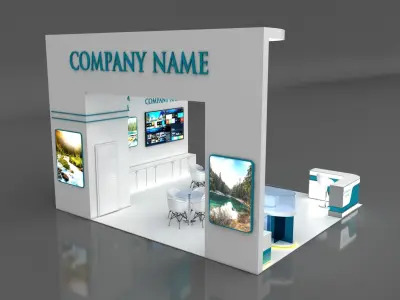 Booth Exhibition Stand Stall 7x6m Height 500 cm 3 Side Open 3D model