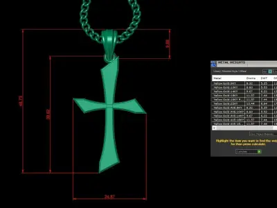 Light Gold 18K Cross Pendant 1CP012 3D print model