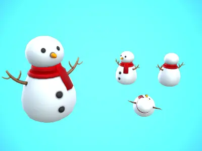 SNOWMAN CHRISTMAS CARTOON STYLIZED Low-poly 3D model