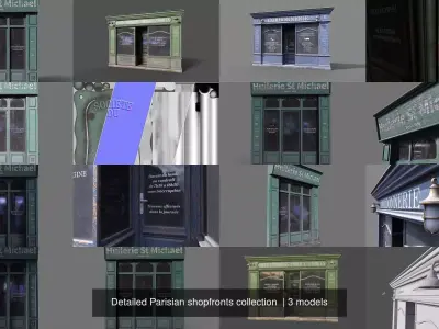 Detailed Parisian shopfronts collection  3D Model Pack