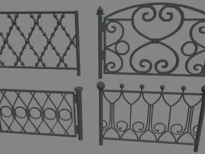 Fences Pack Low-poly 3D model