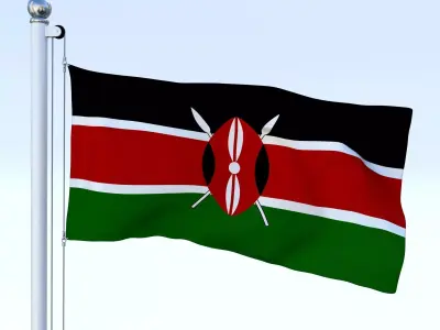 Animated Kenya Flag Low-poly 3D model