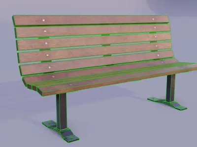 Street bench  Low-poly 3D model