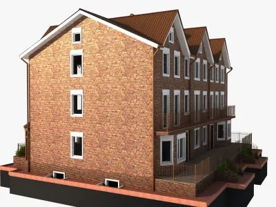 3 story brick house 3D model