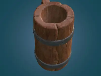 Stylized Wooden Cup PBR low poly game ready Free low-poly 3D model