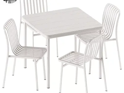 BANGI Square Table and KANO Stackable steel Chair by BABEL D 3D model