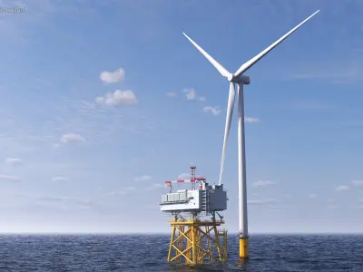  Offshore Wind Farm with Turbine 