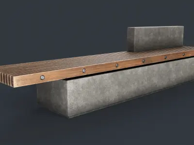 Modern Outdoor Bench 34 PBR Game Ready Low-poly 3D model