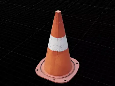  Traffic Cone Low Poly  Game Ready Prop 3D Model Low-poly 3D model