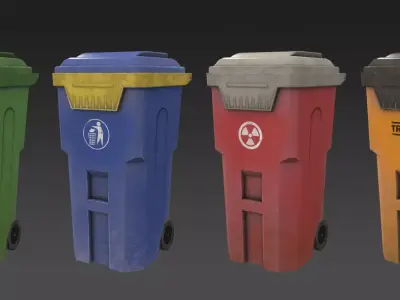 Trash Can Low-poly 3D model