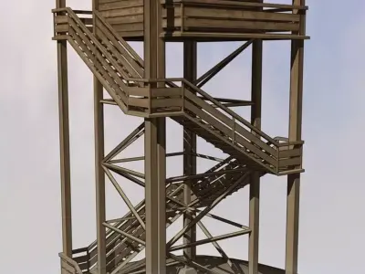 Watch Tower made of Wood Low-poly 3D model