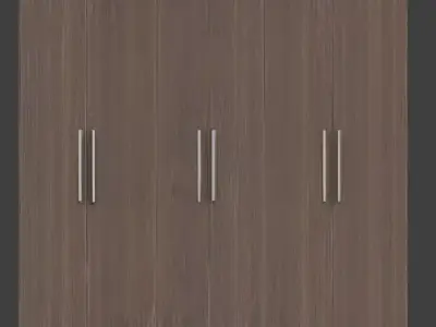Contemporary Dark Walnut Wardrobe 3D Model Low-poly 3D model
