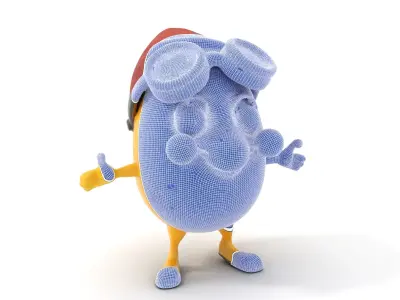 Cheerful Lemon Character with Goggles Rigged and Animated Low-poly 3D model