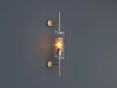 Brass Glass Wall Sconce 3D model