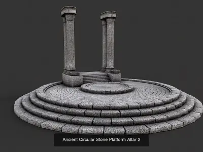 Ancient Circular Stone Platform Altar Collection 3D Model Pack