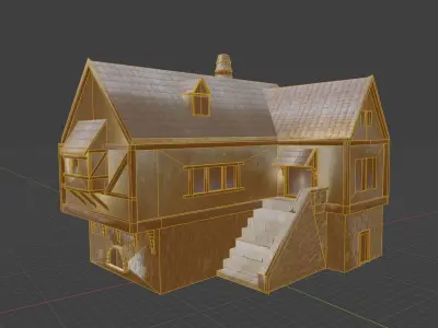 Medieval House Low-poly 3D model