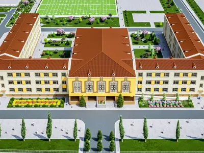 school Low-poly 3D model