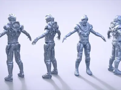 scify male cyborg 3D model